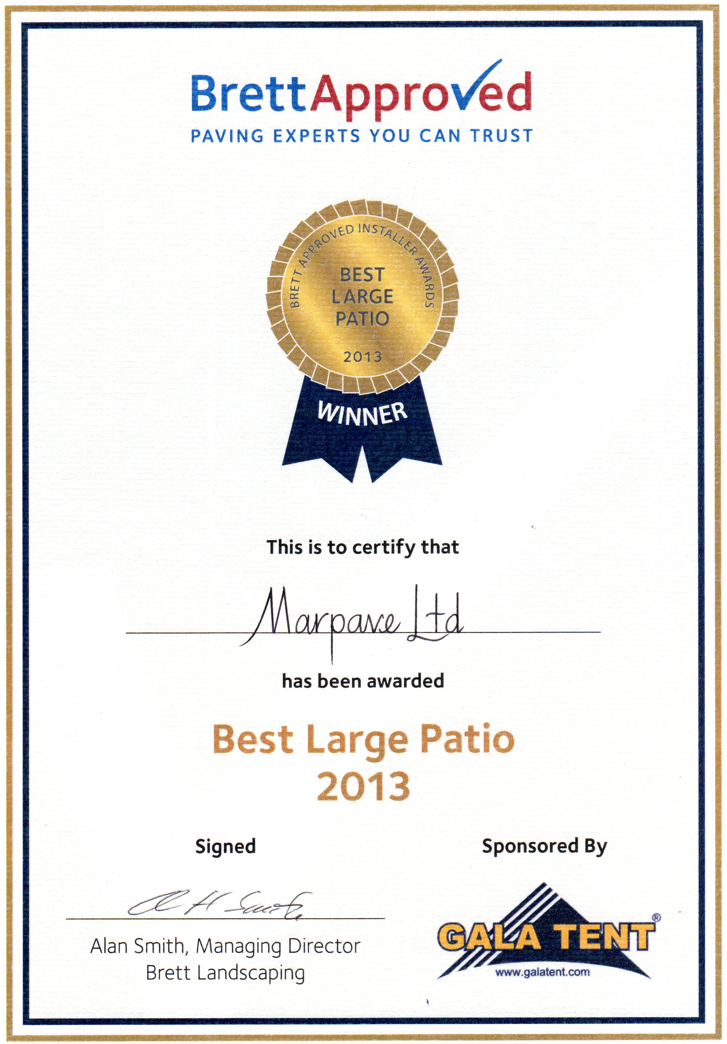 Best Large Patio category