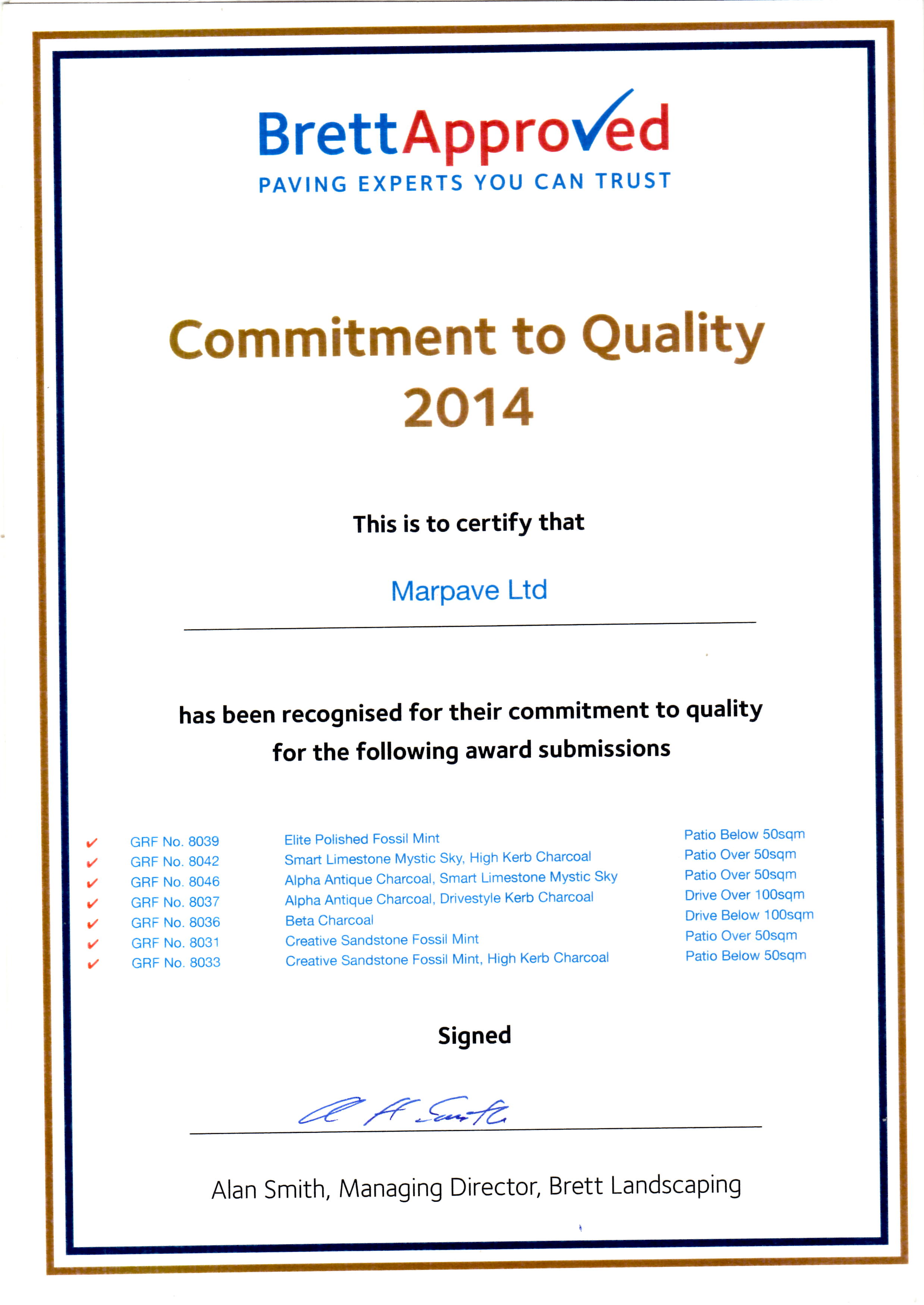 Continued Commitment to Quality 2014