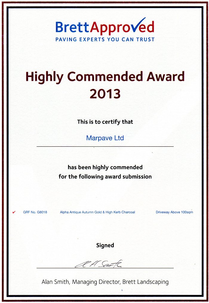 Highly Commended Award for Alpha Antique 400m2 Driveway